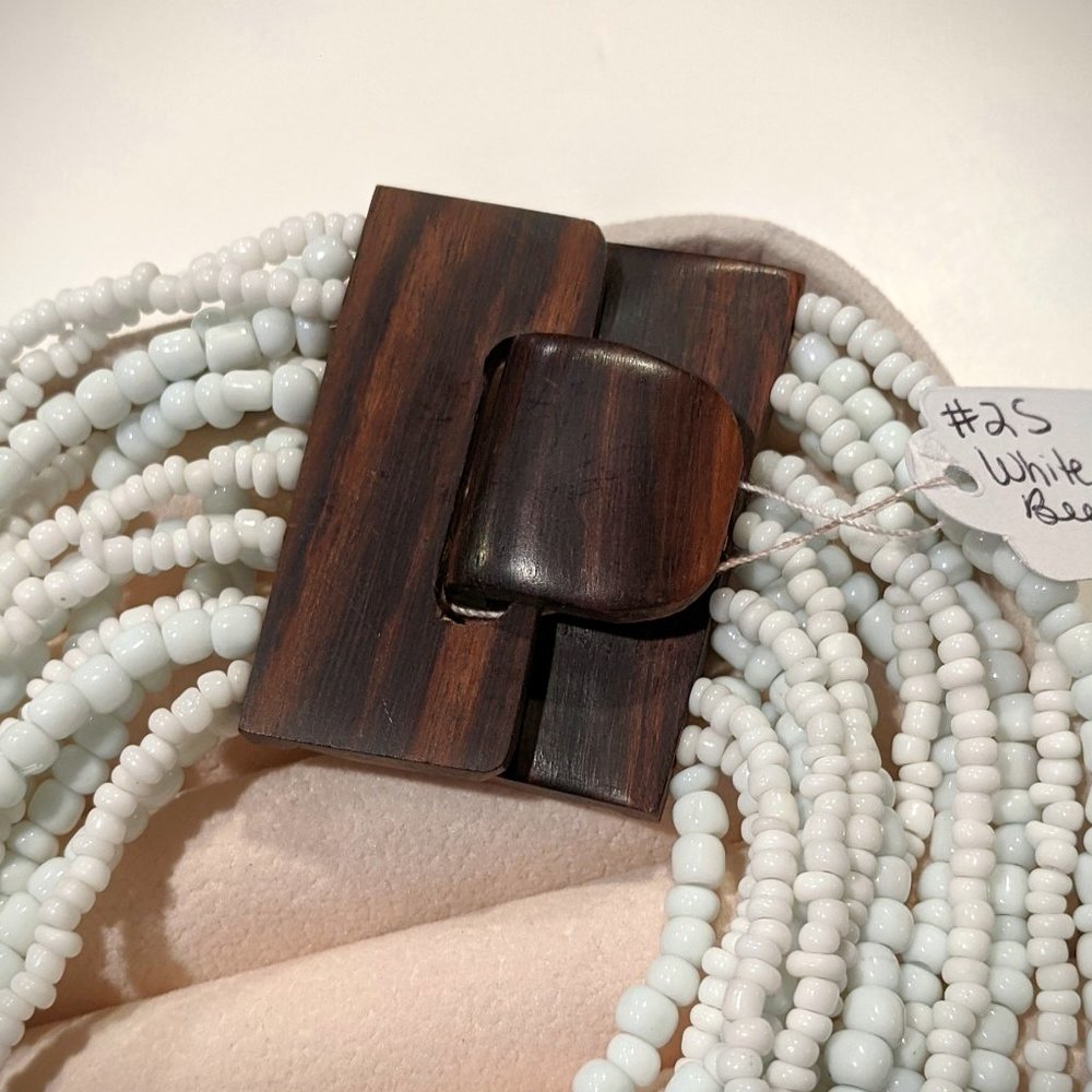 White Seed Bead Multi-strand necklace - Picture 2 of 3